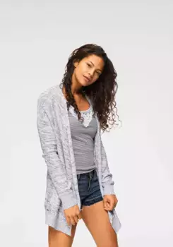 Кардиган KangaROOS из крапчатого внешнего материала, цвет Grau-Wei-Meliert