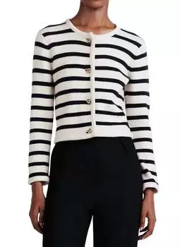 Кардиган Keene Stripe Crewneck цвета слоновой кости Derek Lam 10 Crosby