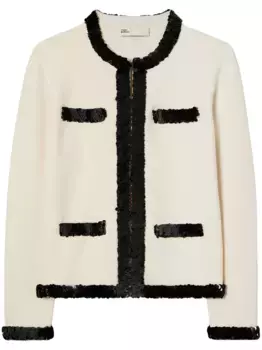 Кардиган Kendra с пайетками Tory Burch, белый