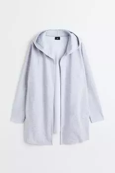 Кардиган классического кроя с капюшоном H&amp;M, светло-серый меланж