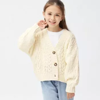 Кардиган-кокон для девочек GU, натуральный
