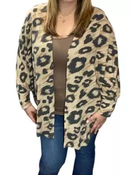 Кардиган-кокон из флиса серого/серо-коричневого цвета honeyme