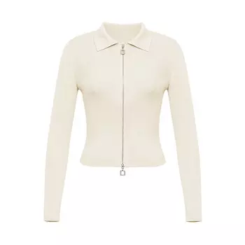Кардиган короткий Deep Breath с вертикальной двусторонней молнией, кремовый