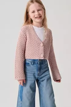 Кардиган короткого кроя для девочки крючком River Island, розовый