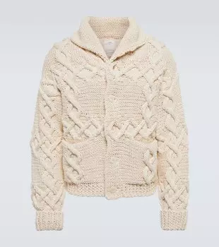 Кардиган косой вязки из хлопка и льна Visvim, бежевый