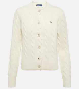 Кардиган косой вязки из шерсти и кашемира POLO RALPH LAUREN, желтый