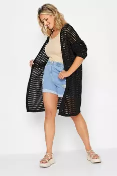 Кардиган крючком миди Yours Curve, черный