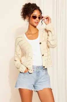 Кардиган крючком с v-образным вырезом Friends Like These, белый