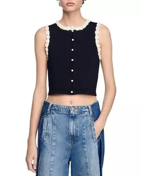 Кардиган крючком Sandro, черный