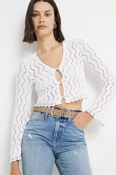 Кардиган крючком застегивается на пуговицы River Island, белый