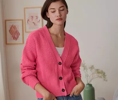 Кардиган крупной вязки Tchibo, розовый