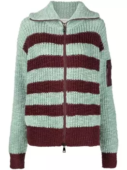 Кардиган крупной вязки в полоску Moncler, красный