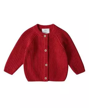 Кардиган крупной вязки в рубчик для малышей Stellou & Friends, красный
