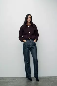 Кардиган крупной вязки ZARA, цвет aubergine