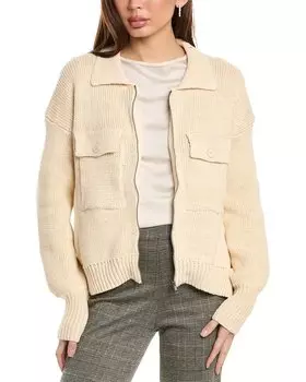 Кардиган LABIZ на молнии спереди, кремовый