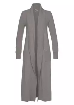 Кардиган LASCANA Longstrickjacke, цвет grau-meliert