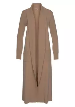Кардиган LASCANA Longstrickjacke, кэмел