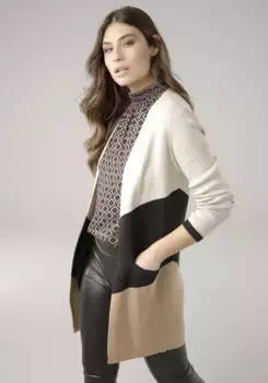 Кардиган Laura Scott с диагональными полосками, цвет Camelfarben-Gestreift (Aus Nachhaltigem Material)