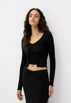 Кардиган LONG SLEEVE Bershka, черный