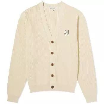 Кардиган Maison Kitsun Bold Fox Head Ribbed, бежевый