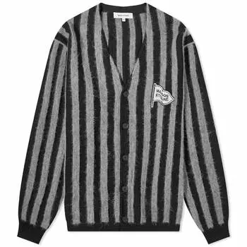 Кардиган Maison Kitsune Flag Logo Intarsia Stripe, цвет Black & Stone