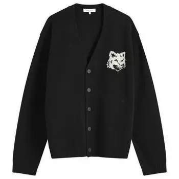 Кардиган Maison kitsune с головой лисы в технике интарсия Maison Kitsun, черный