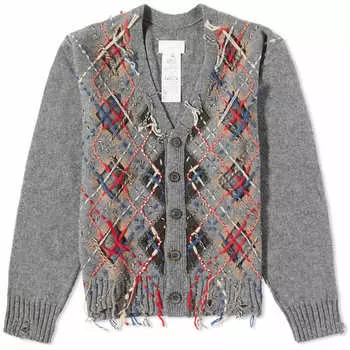 Кардиган Maison Margiela с эффектом потертости и ромбами, мультиколор