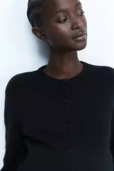 Кардиган «Мама» из тонкой вязки H&M, черный
