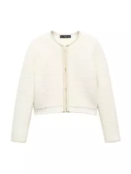 Кардиган MANGO Knit Cardigan, кремовый