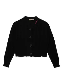 Кардиган Marni Kids с вышитым логотипом, черный