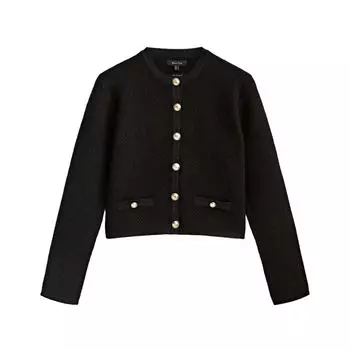Кардиган Massimo Dutti Boucle Knit With Pockets, черный