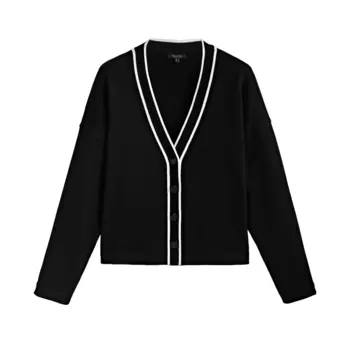 Кардиган Massimo Dutti Contrast Cotton, черный