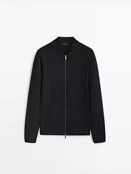 Кардиган Massimo Dutti knit bomber-style, тёмно-синий