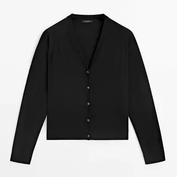 Кардиган Massimo Dutti Knit V-neck With Buttons, черный