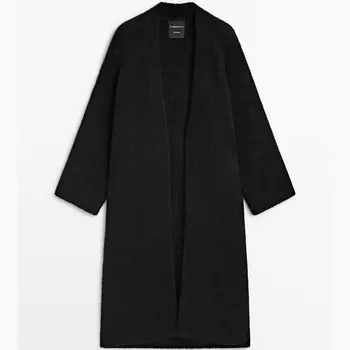 Кардиган Massimo Dutti Open Long Knits, черный