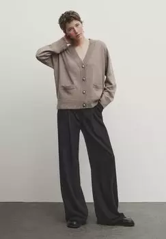 Кардиган Massimo Dutti С КАРМАНАМИ, цвет mottled light brown
