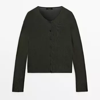 Кардиган Massimo Dutti Shimmery Knit, зеленый
