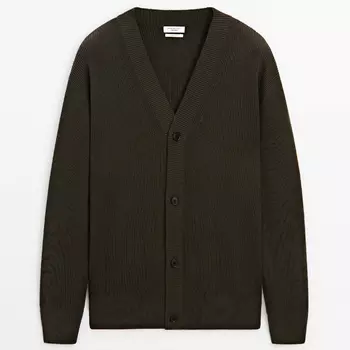 Кардиган Massimo Dutti Textured Knit, хаки