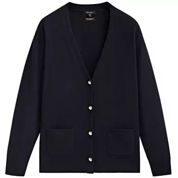 Кардиган Massimo Dutti Wool And Cashmere Blen, темно-синий