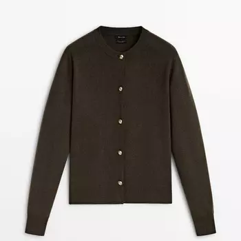 Кардиган Massimo Dutti Wool Blend With Buttons, зеленый