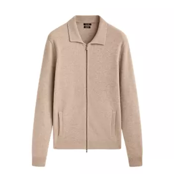 Кардиган Massimo Dutti Zip-up Polo Collar, бежевый