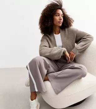 Кардиган массивной вязки с рукавами-фонариками New Look, светло-коричневый