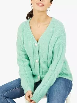 Кардиган массивной вязки Yumi, зеленый