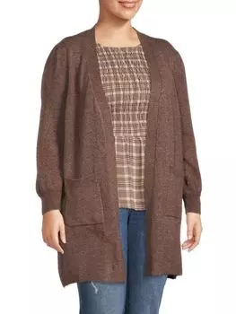 Кардиган Max Studio плюс с открытым передом, коричневый