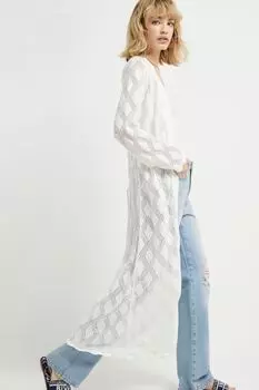 Кардиган макси крючком с пуговицами спереди River Island, белый