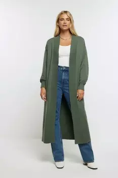 Кардиган макси в рубчик River Island, зеленый