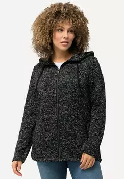 Кардиган MELANGE LINED HOODED Ulla Popken, черный