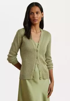 Кардиган METALLIC LINEN BLEND RIB KNIT CARDIGAN Lauren Ralph Lauren, оливковый