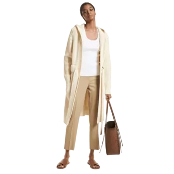 Кардиган Michael Kors Merino Wool and Cashmere Hooded, светло-бежевый