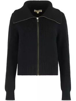 Кардиган Michael Kors с застежкой-молнией и ребристым узором, черный